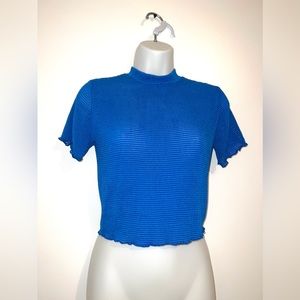 Blue Shirt Medium Crop Top